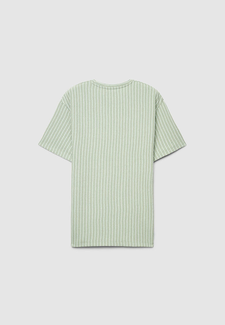 Men's Striped T-shirt with Crochet effect