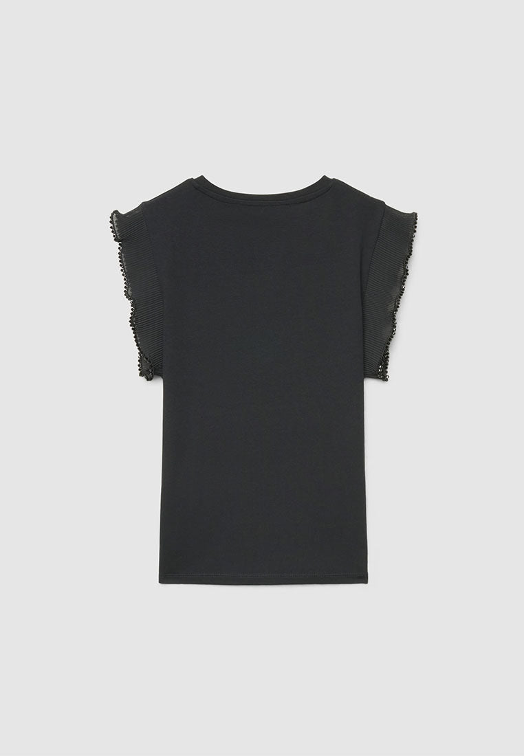 Women's Fitted T-shirt with Pleated Sleeves