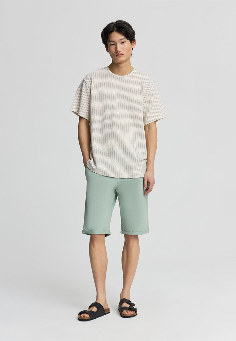 Men's Striped T-shirt with Crochet effect