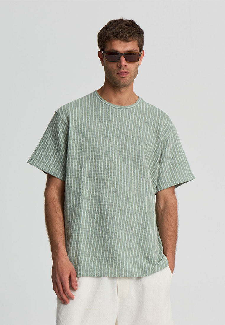 Men's Striped T-shirt with Crochet effect
