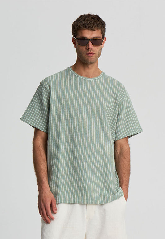 Men's Striped T-shirt with Crochet effect