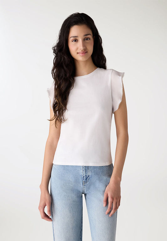 Women's Fitted T-shirt with Pleated Sleeves
