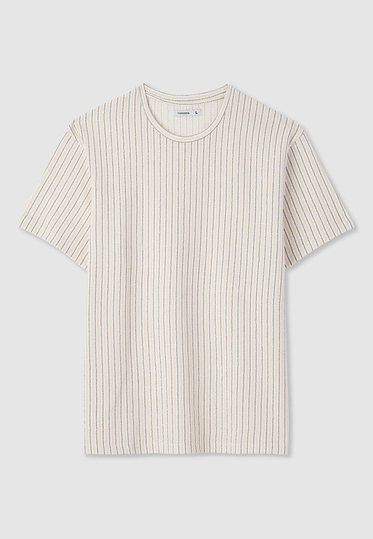 Men's Striped T-shirt with Crochet effect