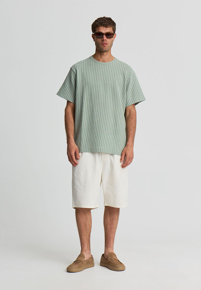 Men's Striped T-shirt with Crochet effect