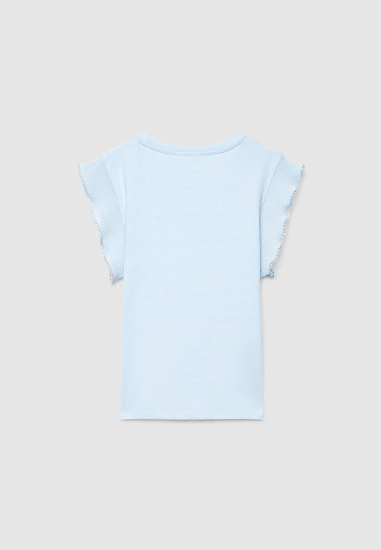 Women's Fitted T-shirt with Pleated Sleeves