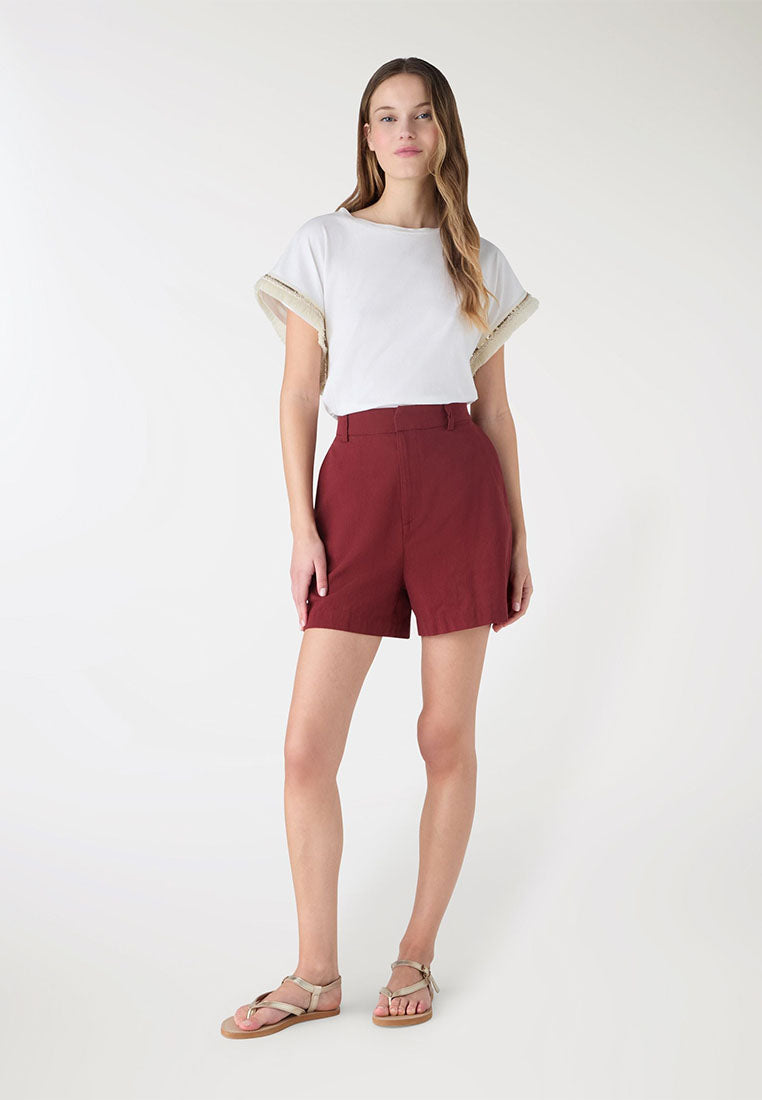 Women's Plain Linen-Effect Shorts