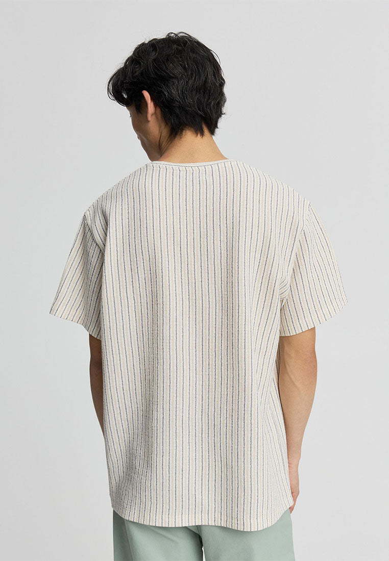 Men's Striped T-shirt with Crochet effect