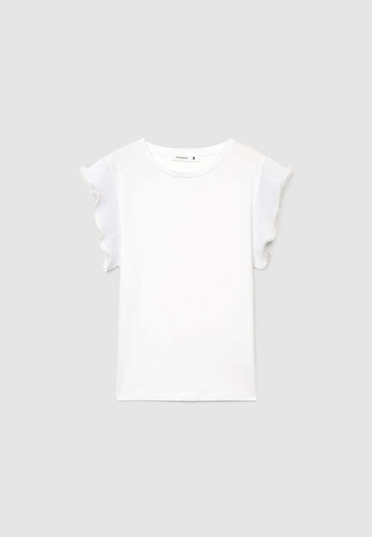 Women's Fitted T-shirt with Pleated Sleeves