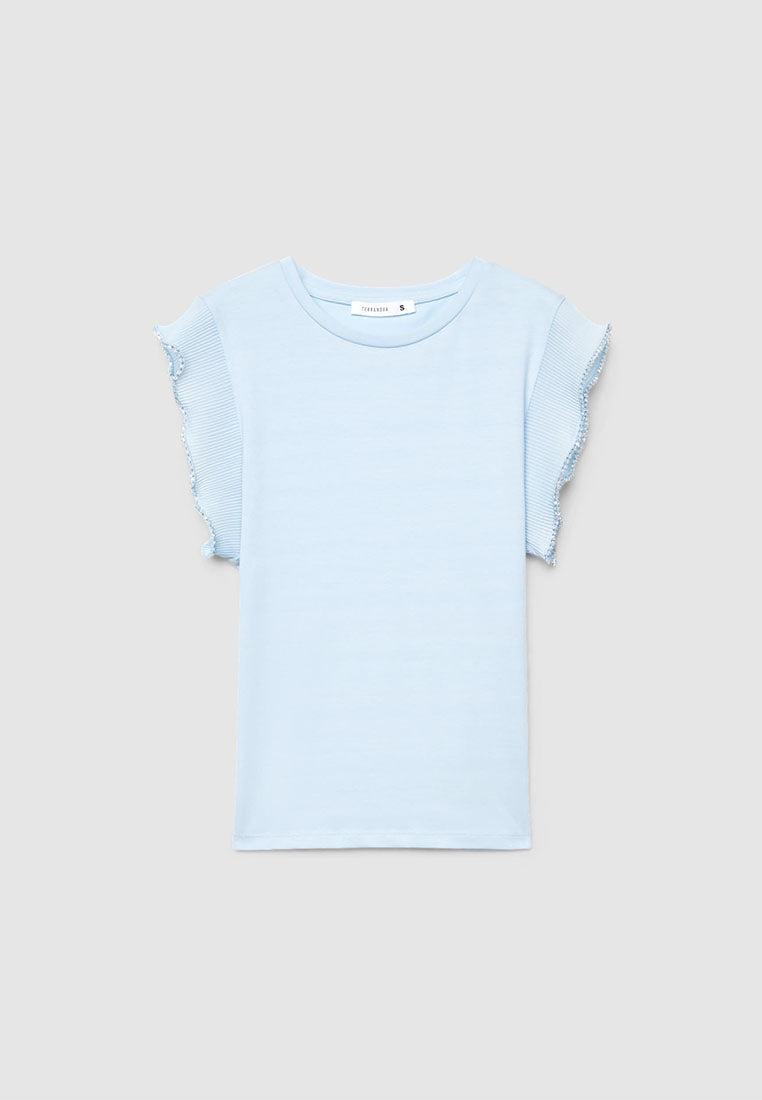 Women's Fitted T-shirt with Pleated Sleeves