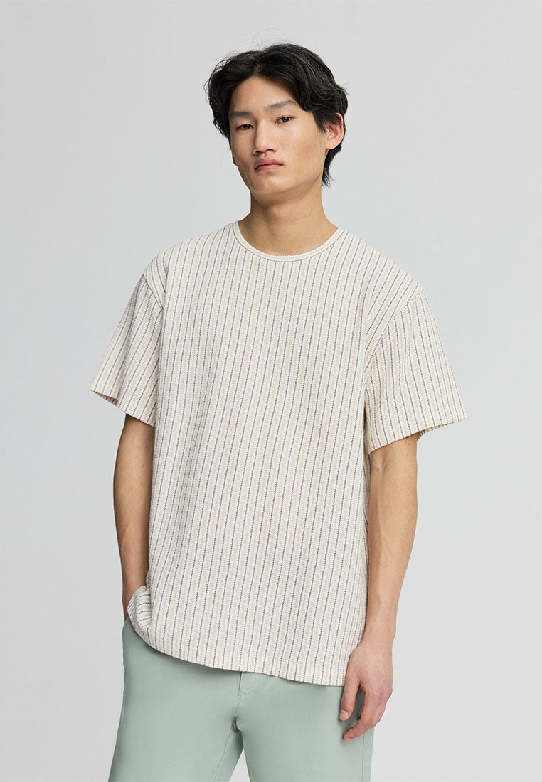 Men's Striped T-shirt with Crochet effect