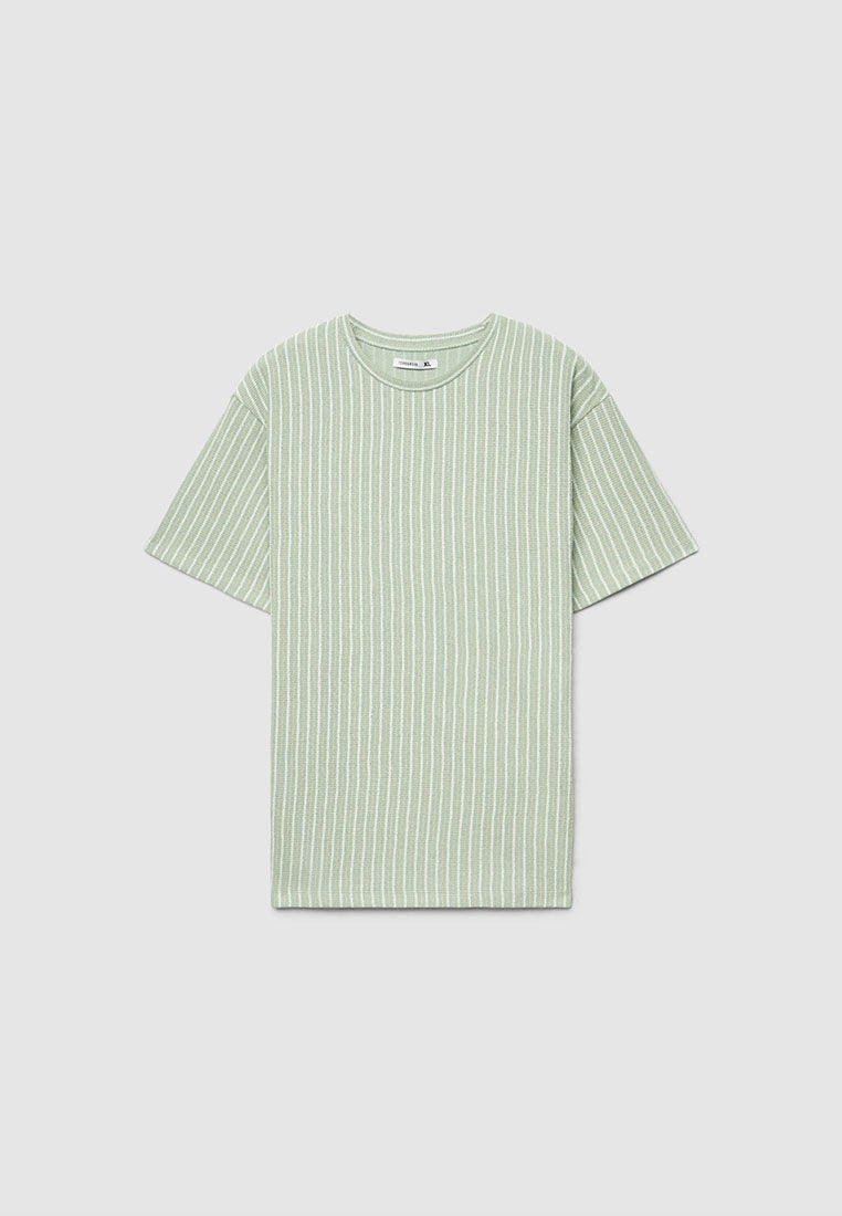 Men's Striped T-shirt with Crochet effect