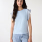 Women's Fitted T-shirt with Pleated Sleeves