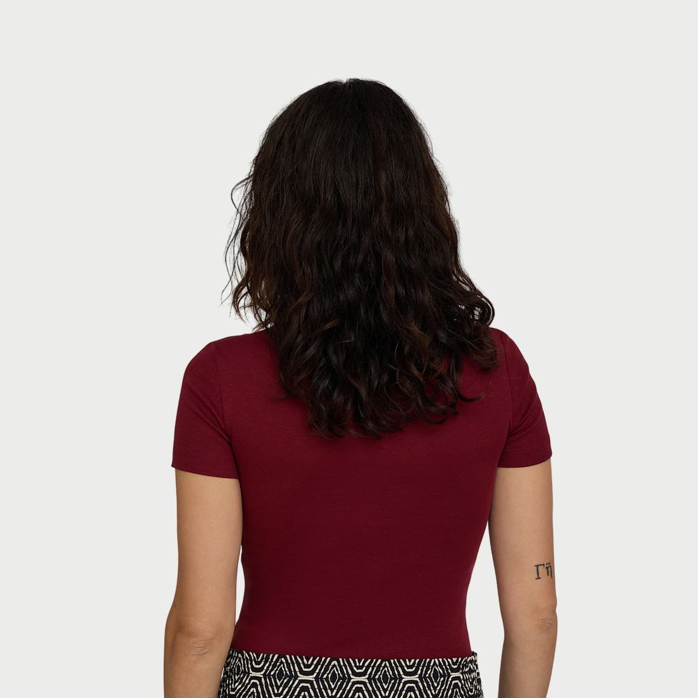 Wide Neckline Fitted Henley T-Shirt