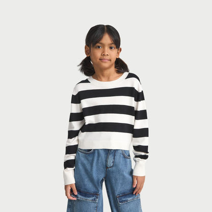 Striped Crew Neck Long Sleeve Top