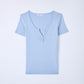 Wide Neckline Fitted Henley T-Shirt