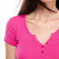 Wide Neckline Fitted Henley T-Shirt