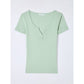 Wide Neckline Fitted Henley T-Shirt