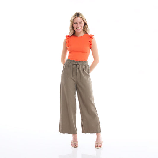 Elastic Waist Wide Leg Trousers