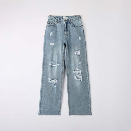 Wide Leg Jeans with Rips