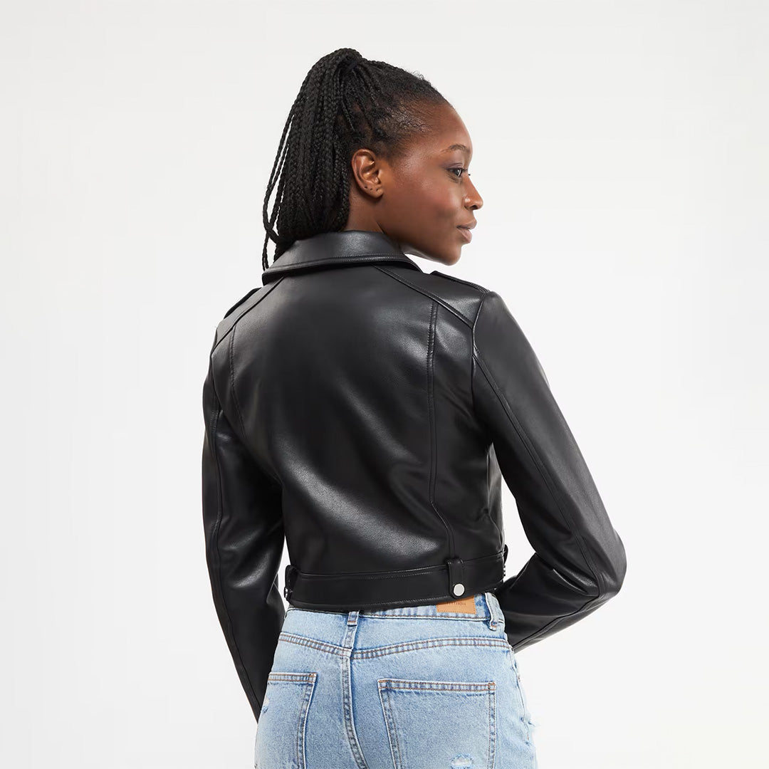 Crop Leather Effect Jacket