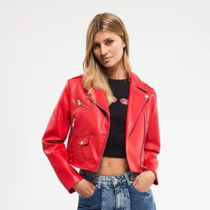 Crop Leather Effect Jacket