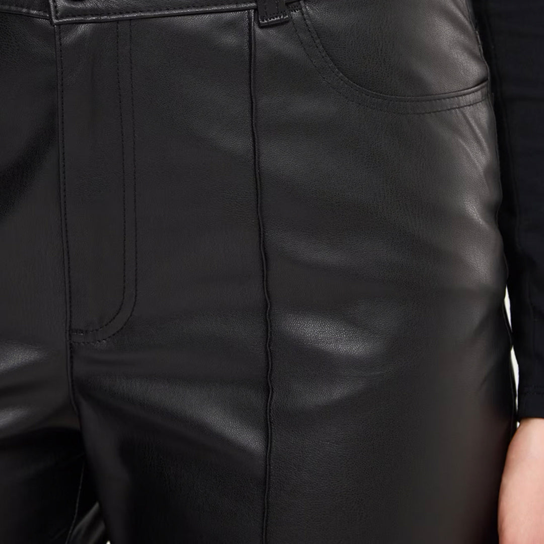 Wide Leg Leather Effect Trousers