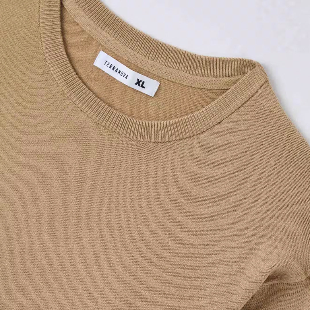 Camel colored crew hot sale neck sweater