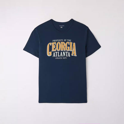 College Print Crew Neck T-Shirt