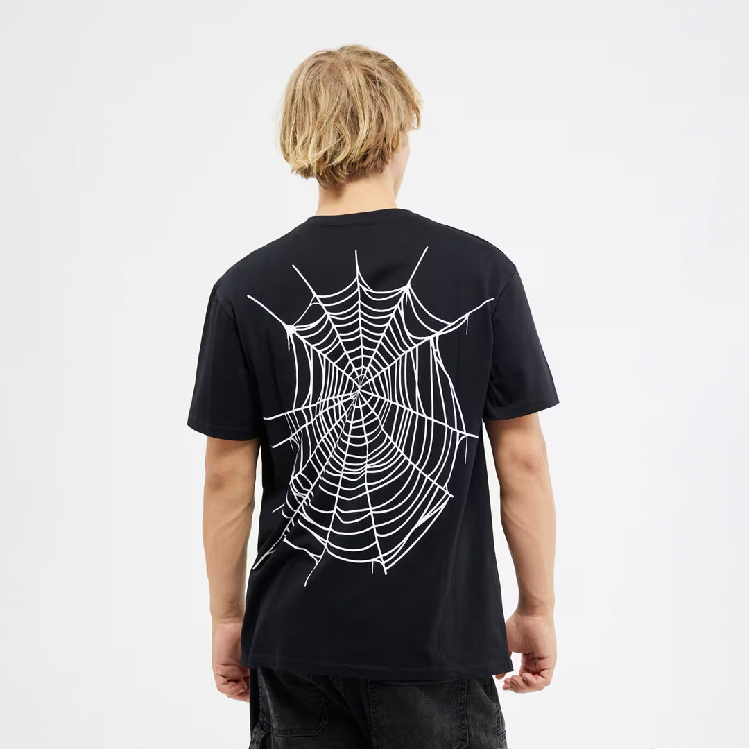 Spider Web Print Crew Neck T-Shirt for Men
