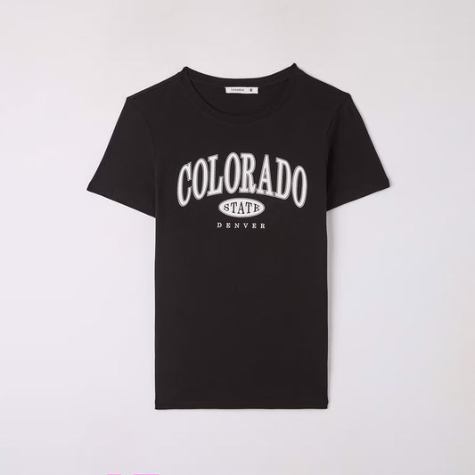College Print Crew Neck T-Shirt