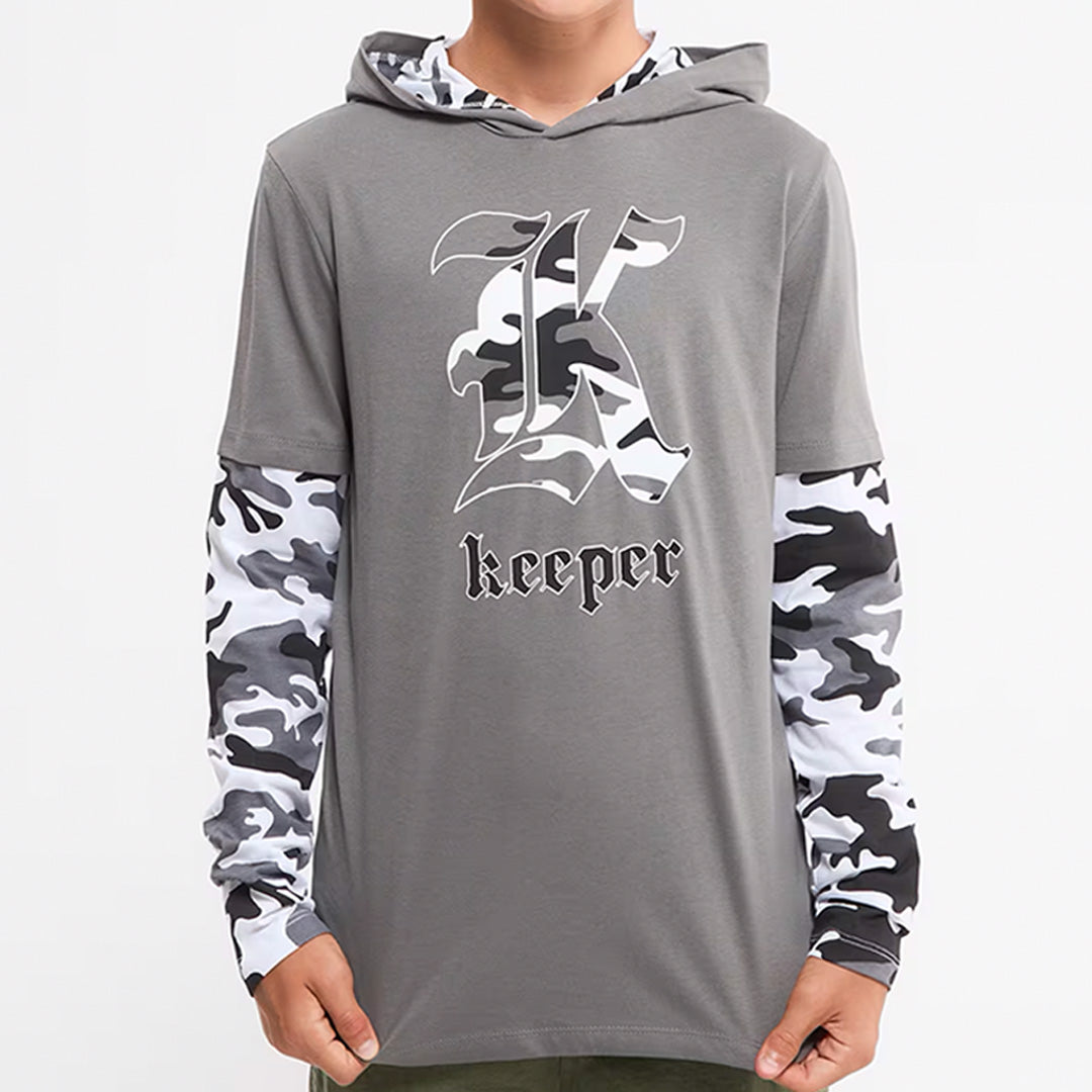 Hooded full discount sleeve t shirt