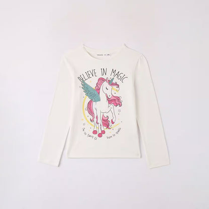 Unicorn Print Crew Neck T-Shirt