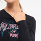 Crew Neck Long Sleeve with Front Punk Print T-Shirt