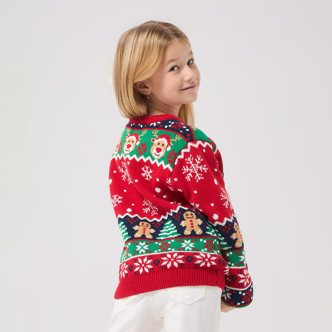 Jacquard Sweater with Red Christmas Writing