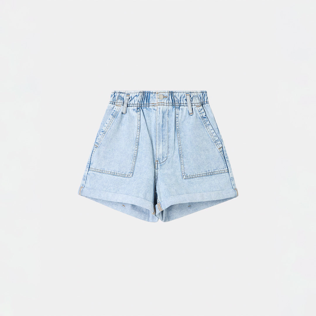 Paperbag Denim Shorts