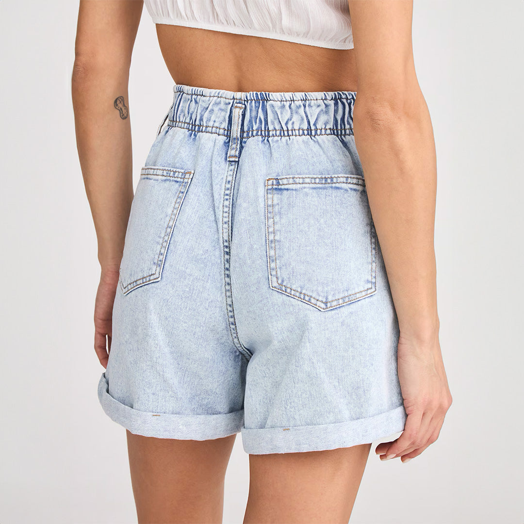 Paperbag Denim Shorts