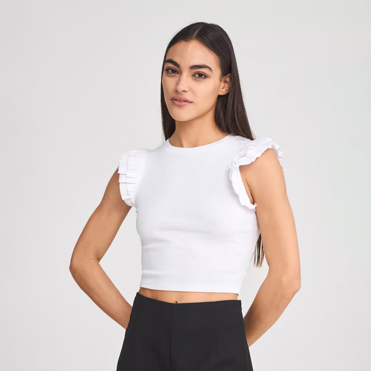 Cropped Crew Neck T-Shirt