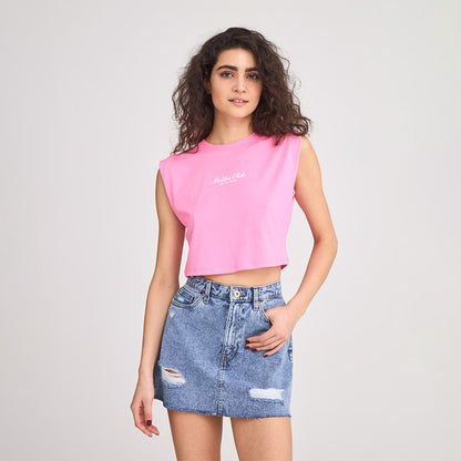 Crew Neck Short Sleeve Cropped T-Shirt