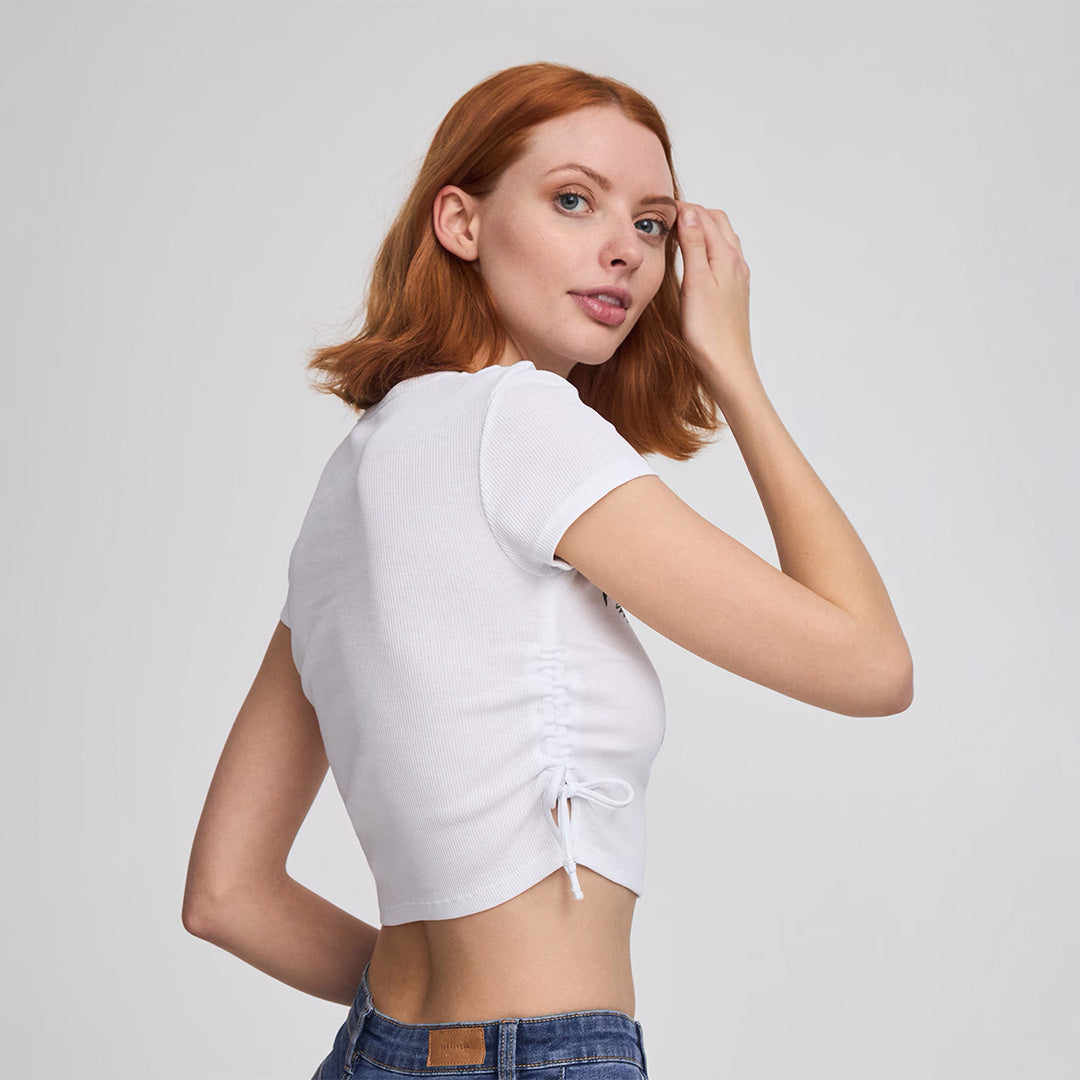 Crew Neck Short Sleeve Cropped T-Shirt