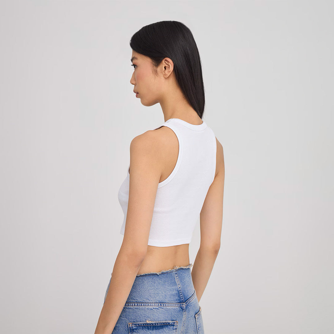 Crew Neck Wide Strap Cropped Tank Top