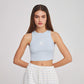 Crew Neck Wide Strap Cropped Tank Top