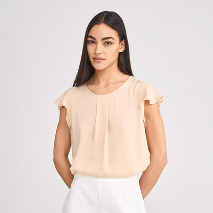 Short Sleeve Blouse with Flounces