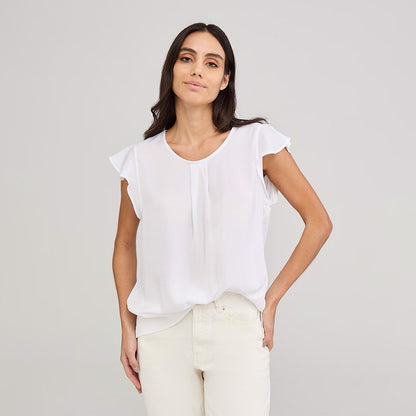 Short Sleeve Blouse with Flounces