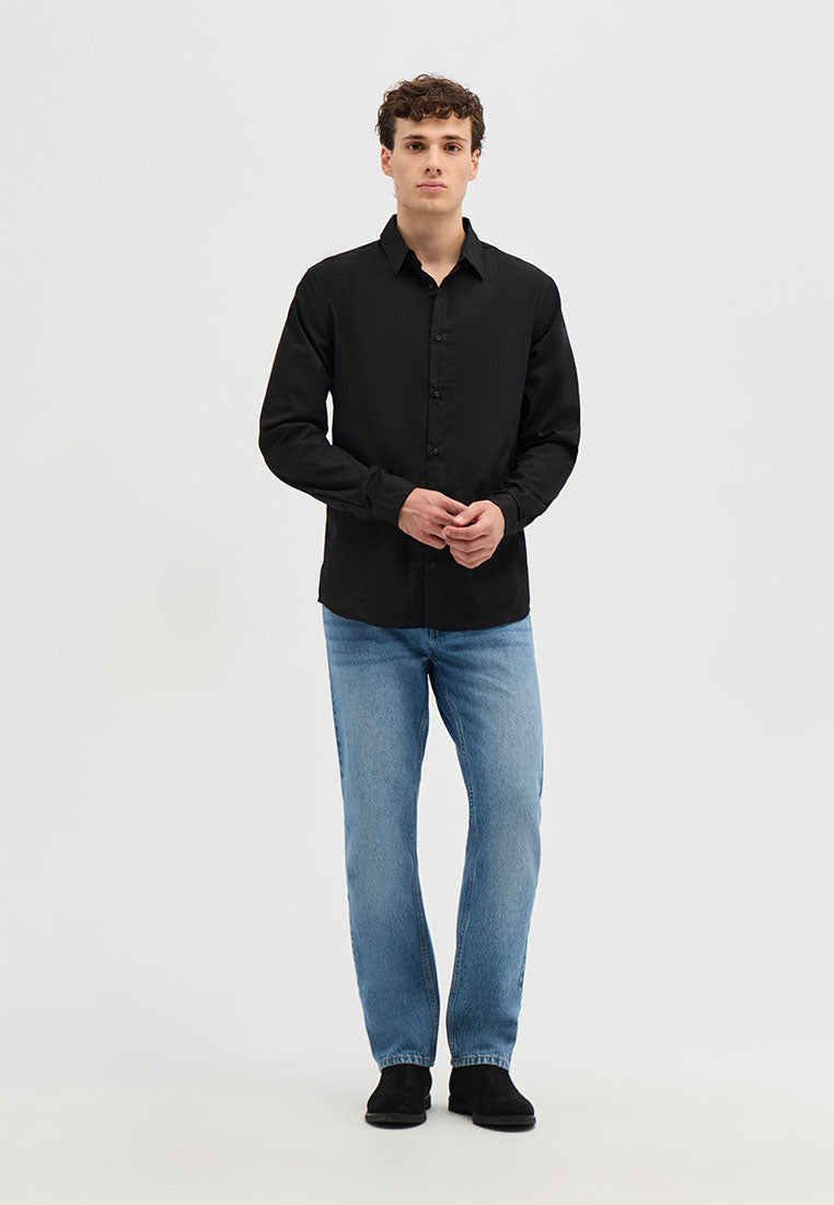 Men's Plain Colour Long Sleeve Shirt
