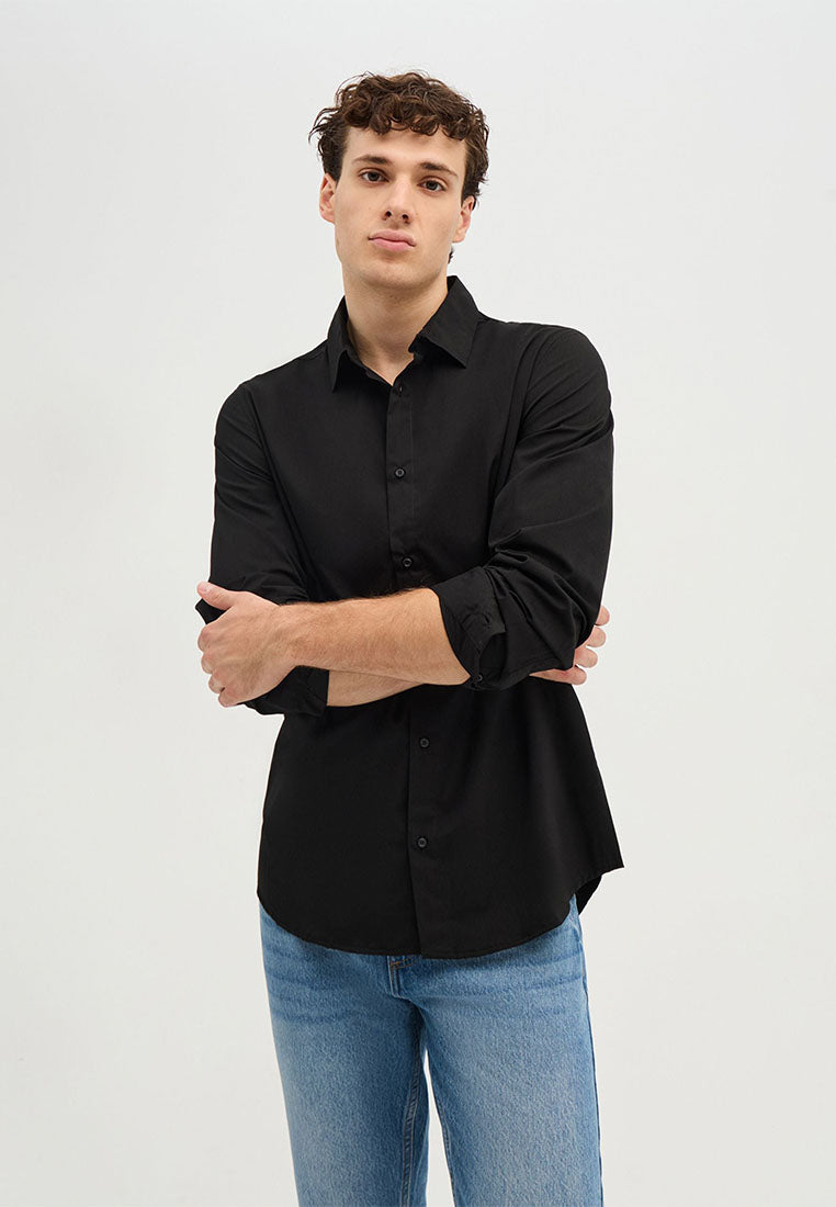 Men's Plain Colour Long Sleeve Shirt