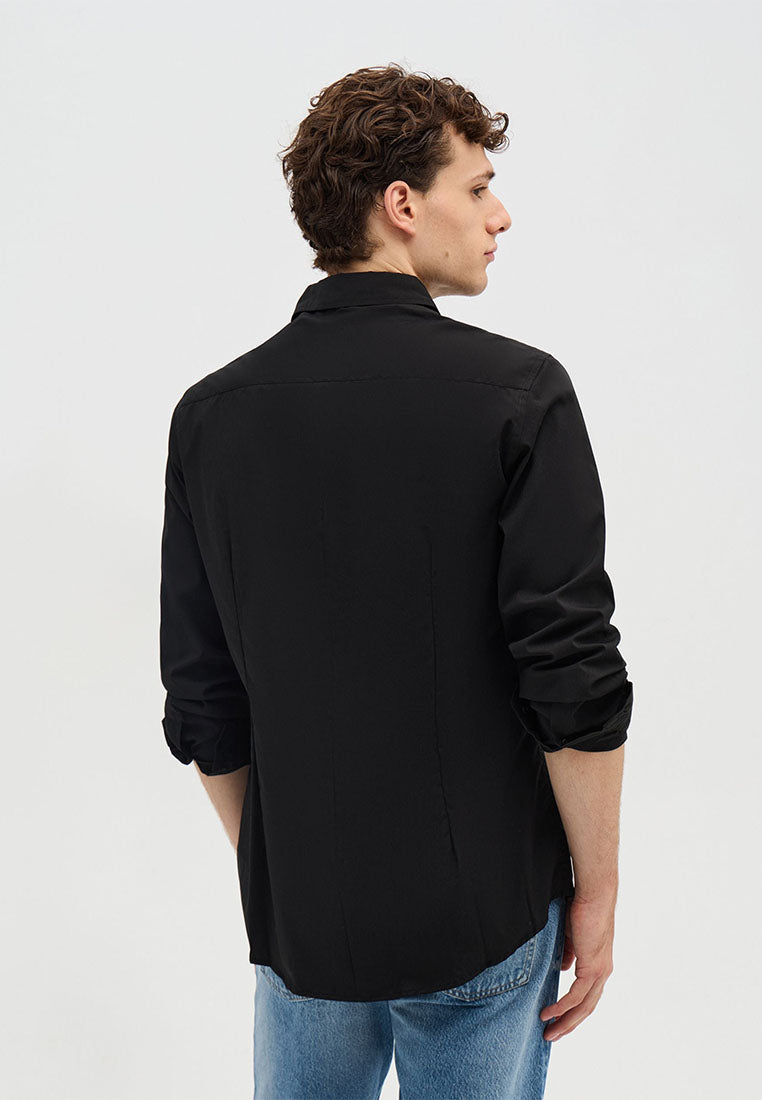 Men's Plain Colour Long Sleeve Shirt