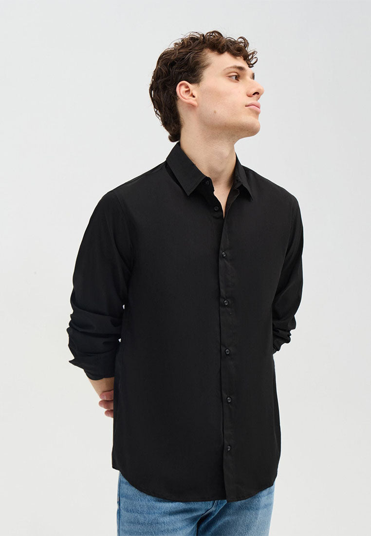 Men's Plain Colour Long Sleeve Shirt