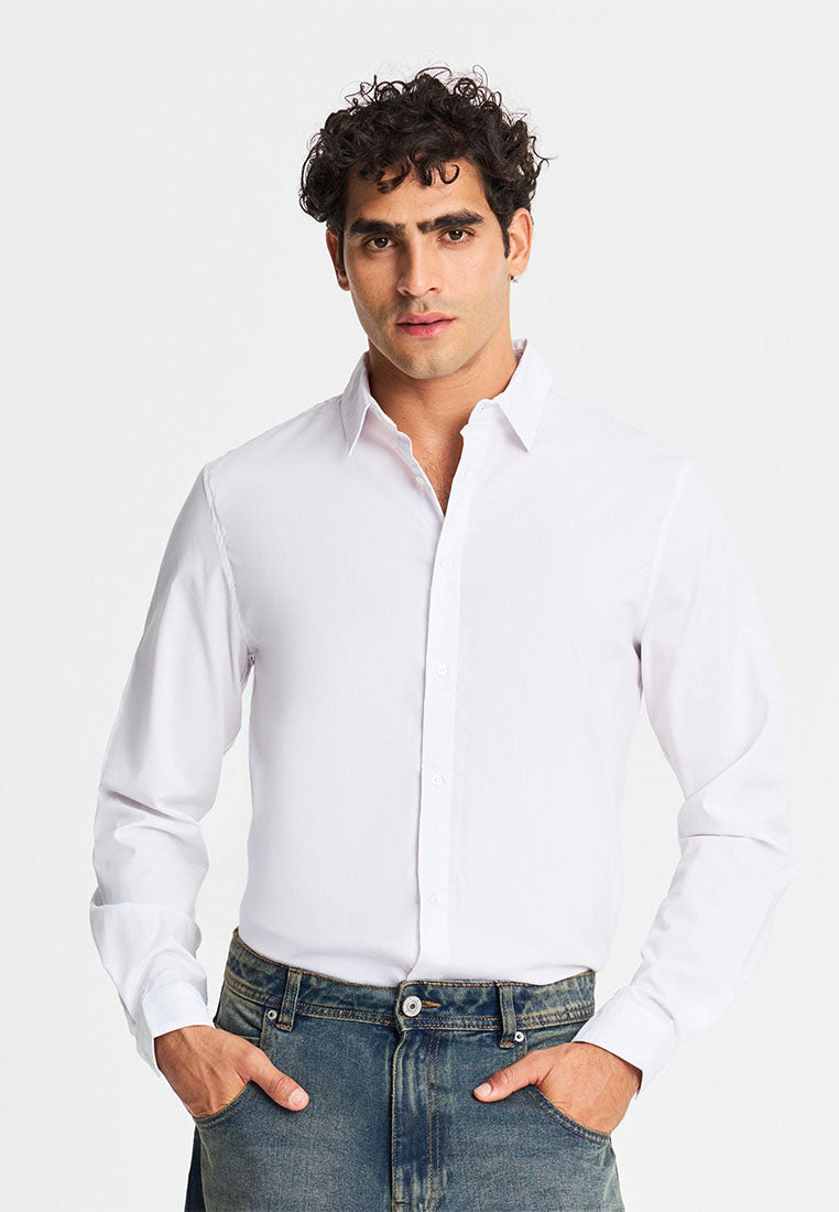 Men's Plain Colour Long Sleeve Shirt