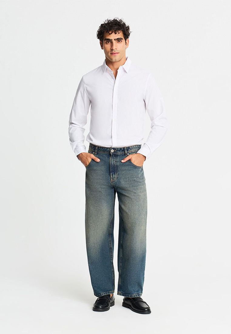 Men's Plain Colour Long Sleeve Shirt