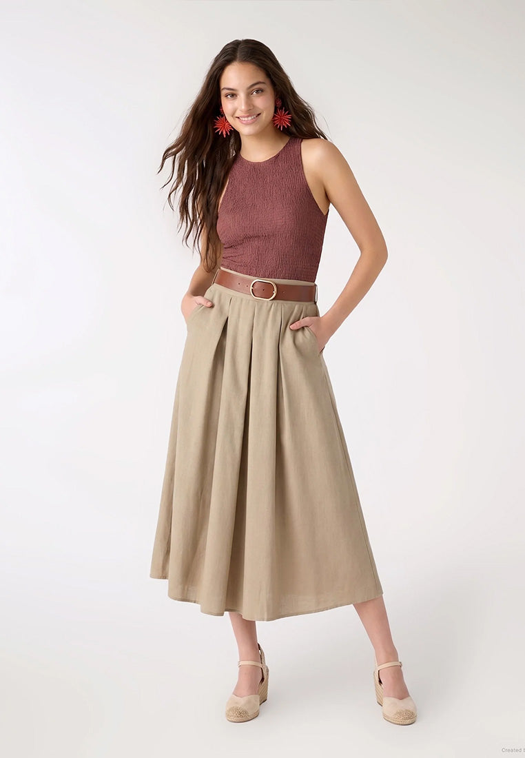 Women's Flared Skirt with Belt